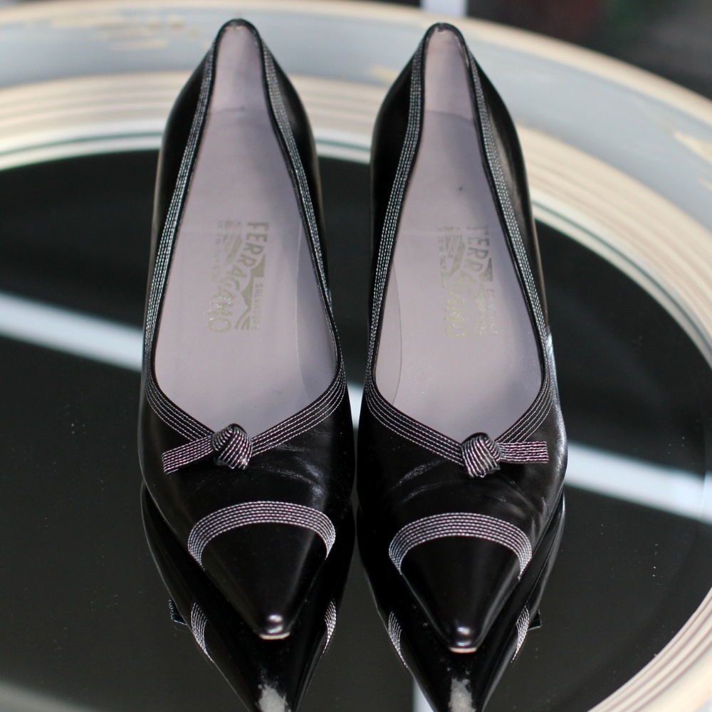 Salvatore Ferragamo Ribbon in the Sky Kitten Heel